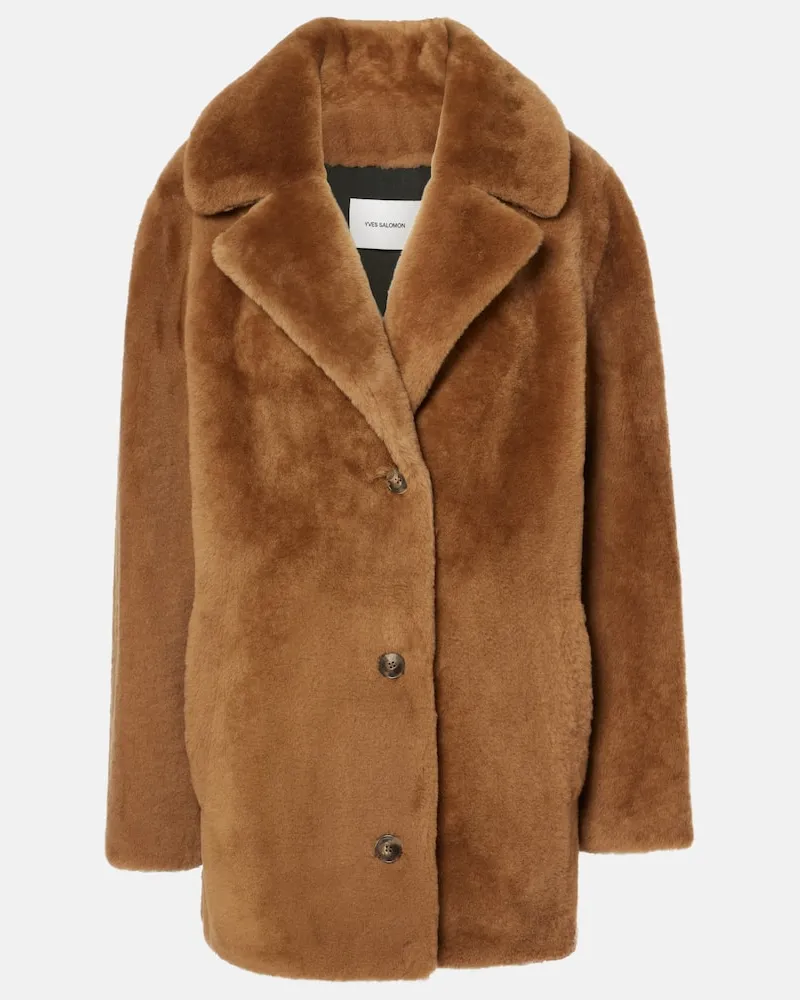 Yves Salomon Giacca Veste 75CM in shearling Blu