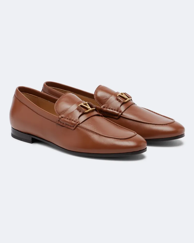 Valentino Garavani Mocassini VLogo in pelle Marrone