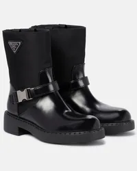 Prada Stivaletti in pelle e Re-Nylon Nero