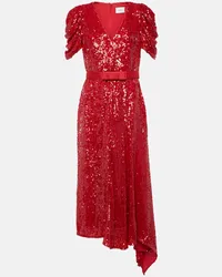 Erdem Abito midi asimmetrico con paillettes Rosso