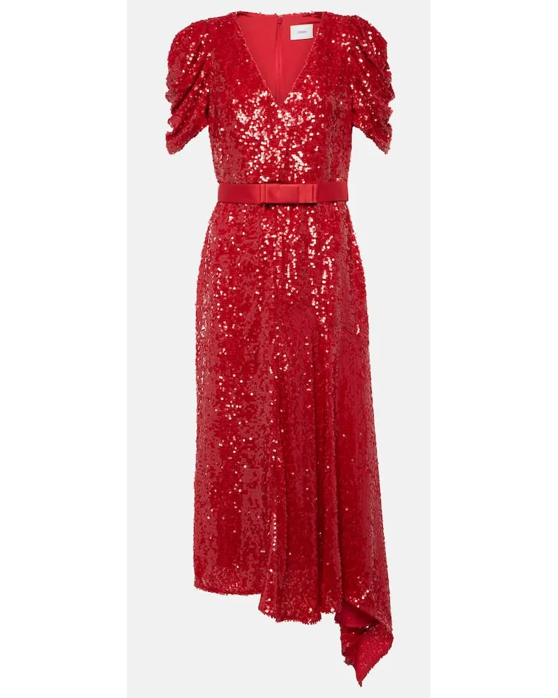 Erdem Abito midi asimmetrico con paillettes Rosso