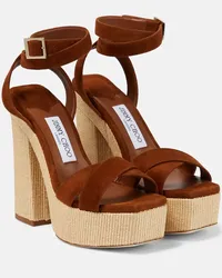 Jimmy Choo Sandali con plateau Gaia 140 in suede Marrone