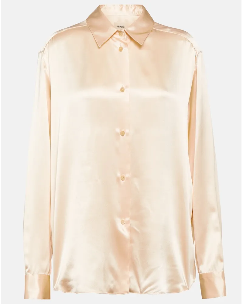 KHAITE Camicia Argo in charmeuse di seta Neutro