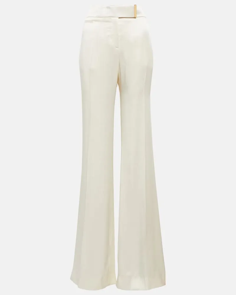 Tom Ford Pantaloni in raso a gamba larga Bianco