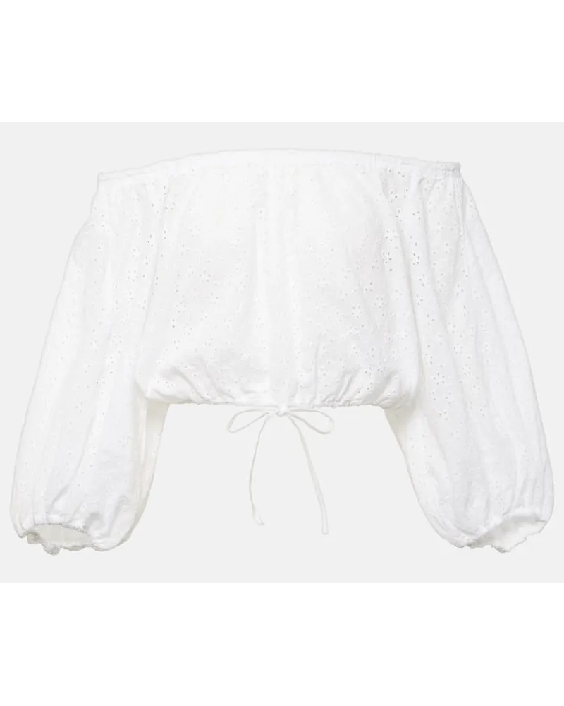 Poupette St Barth Top Bova in cotone sangallo Bianco