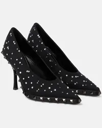 Valentino Garavani Pumps Rockstud in mesh con cristalli Nero