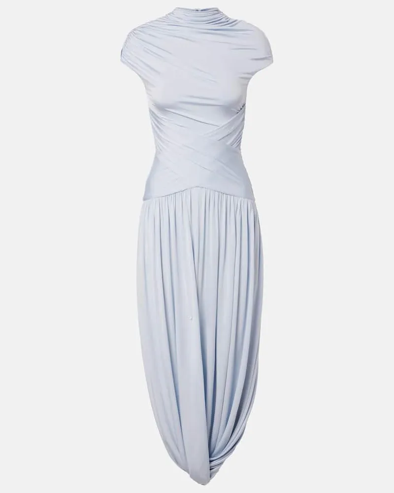 Self-Portrait Abito midi con ruches Blu
