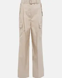 Prada Pantaloni cargo in misto cotone a vita alta Beige