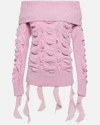 Blumarine Pullover in lana con scollo bardot Rosa