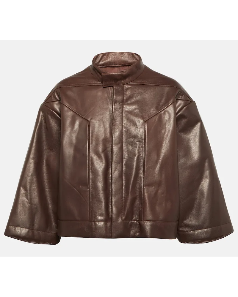 Rick Owens Giacca cropped in pelle Marrone