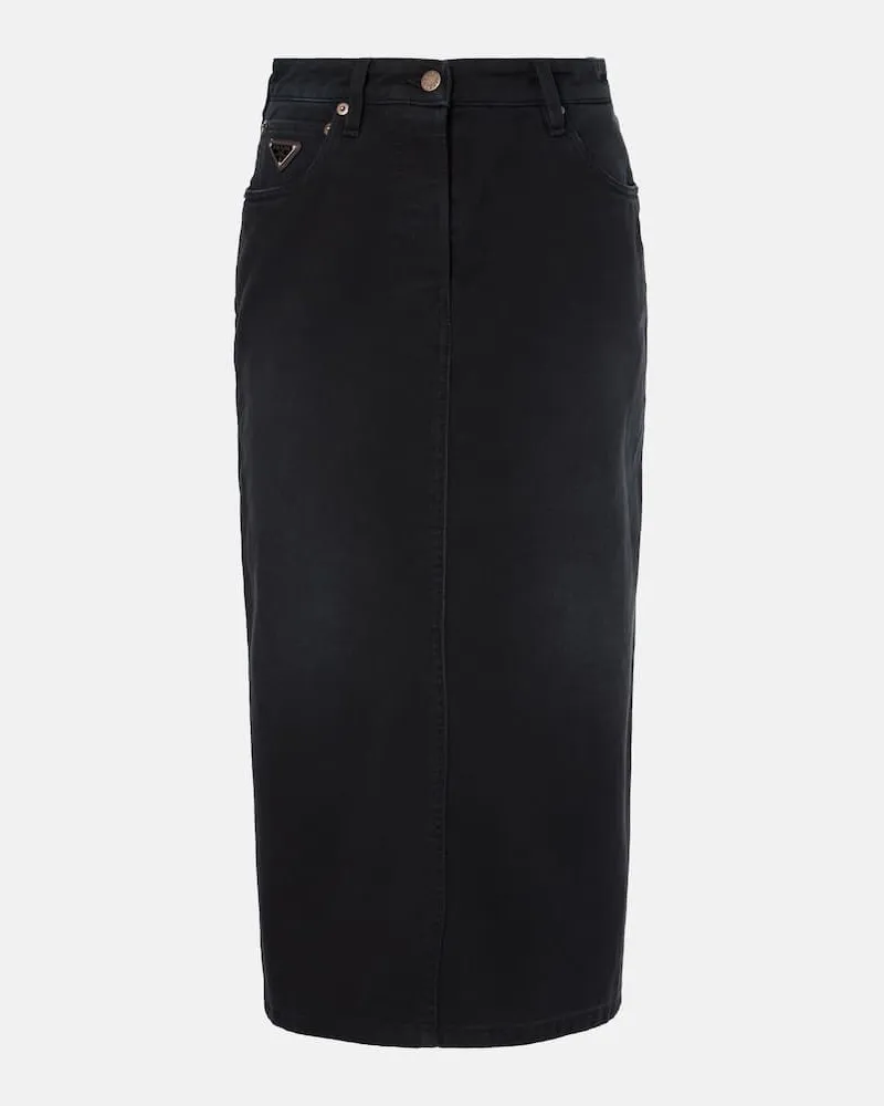 Prada Gonna midi di jeans Nero