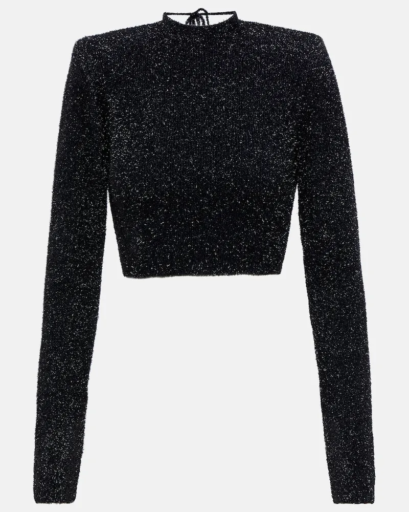 ROTATE Birger Christensen Top cropped in maglia Blu