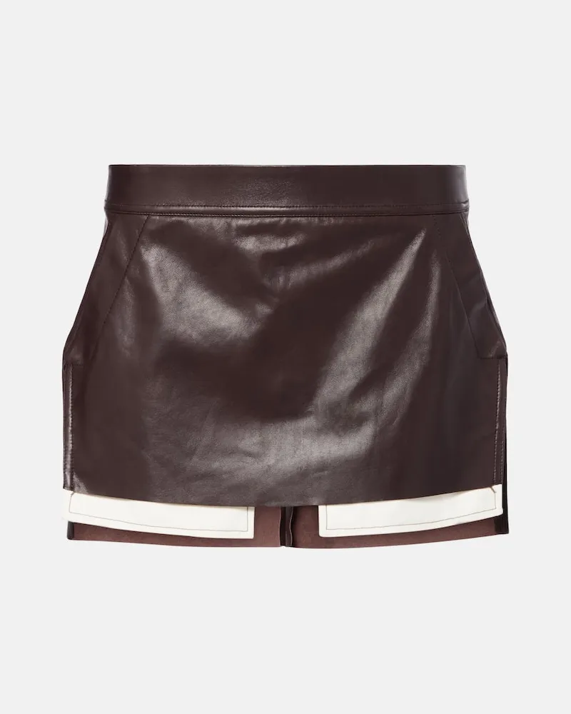 Rick Owens Minigonna Fog in pelle Marrone