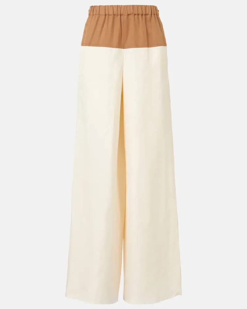 Max Mara Pantaloni Gestro a gamba larga in lino e seta Bianco