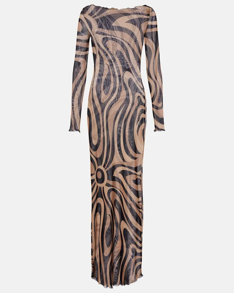 Emilio Pucci Abito lungo Marmo in tulle Beige
