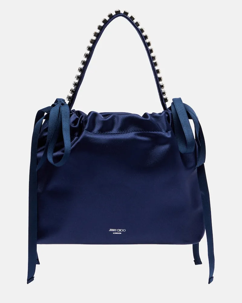 Jimmy Choo Borsa a mano Drawstring Mini in raso Blu
