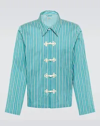 BODE Camicia Shore Stripe in misto cotone Blu