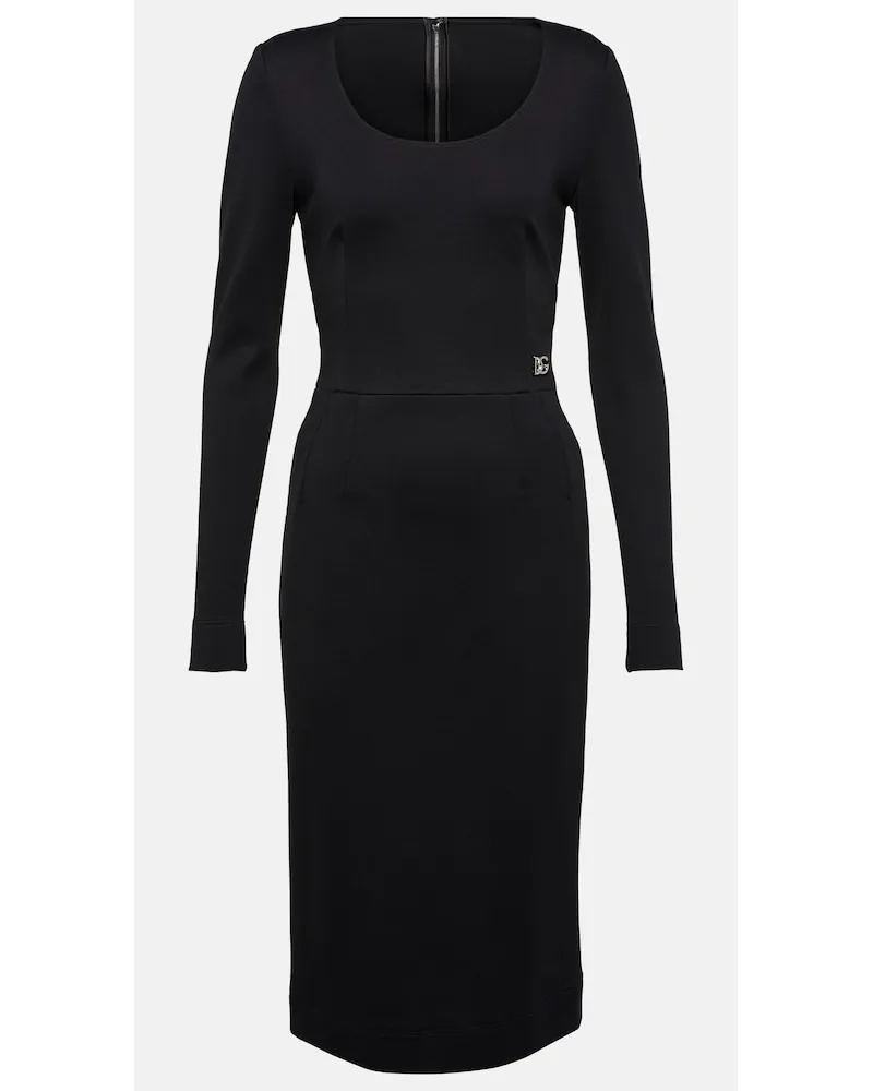 Dolce & Gabbana Abito midi con logo Nero