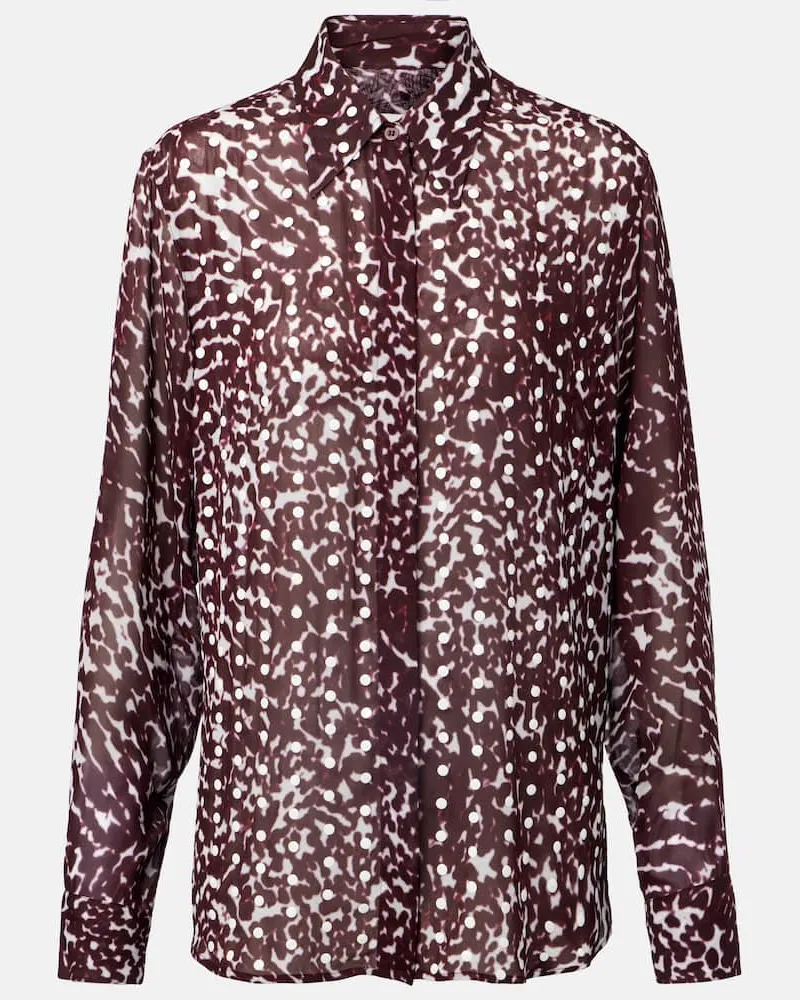 Dries van Noten Camicia semitrasparente con stampa Rosso