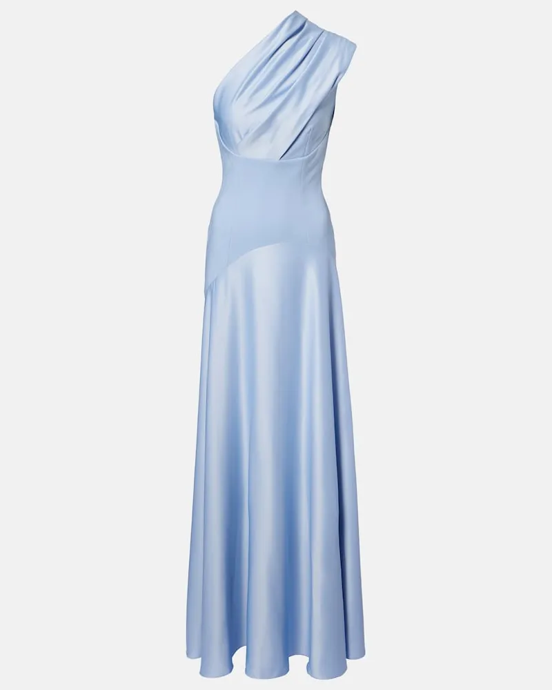 Solace London Abito lungo Gabriela in crêpe e satin Blu