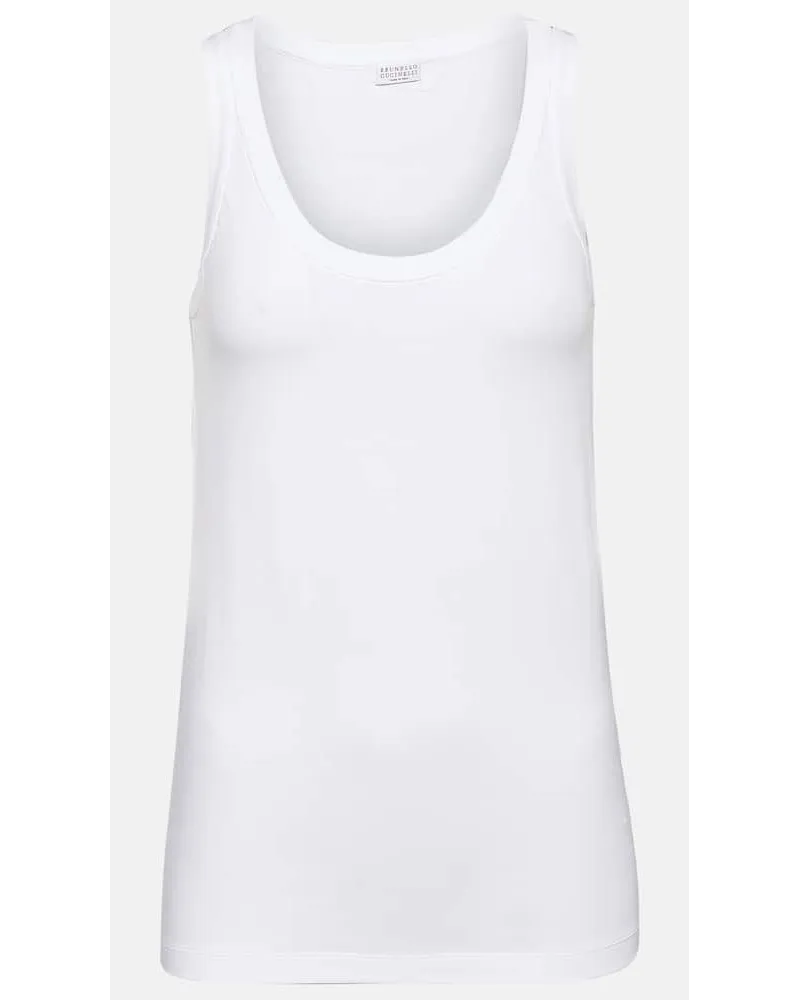 Brunello Cucinelli Top in misto cotone Bianco