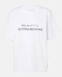 Victoria Beckham T-shirt in jersey di cotone con scritta Bianco