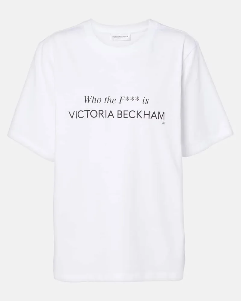 Victoria Beckham T-shirt in jersey di cotone con scritta Bianco