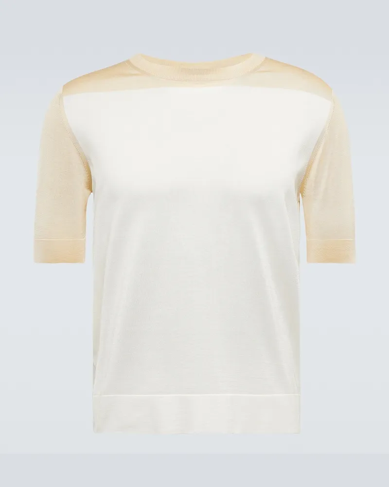 Jil Sander T-shirt oversize in seta Bianco