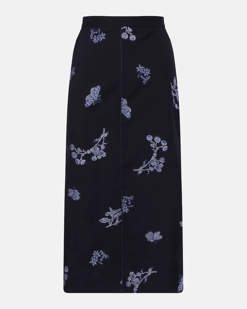 Erdem Gonna jacquard in lana e cotone Blu