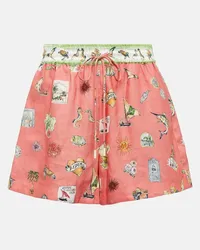 ALEMAIS Alémais Shorts in lino con stampa Rosa