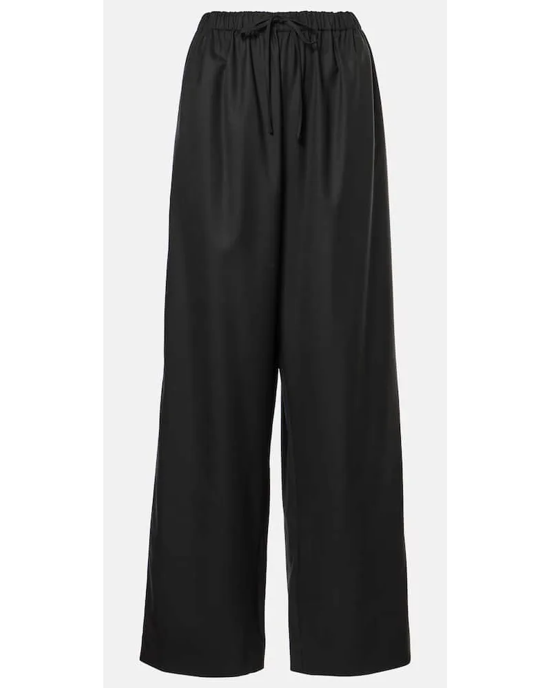 The Row Pantaloni a gamba larga Hubert in lana Nero