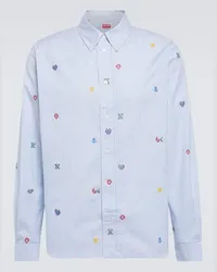 Kenzo Camicia in cotone a righe pixelate Multicolore