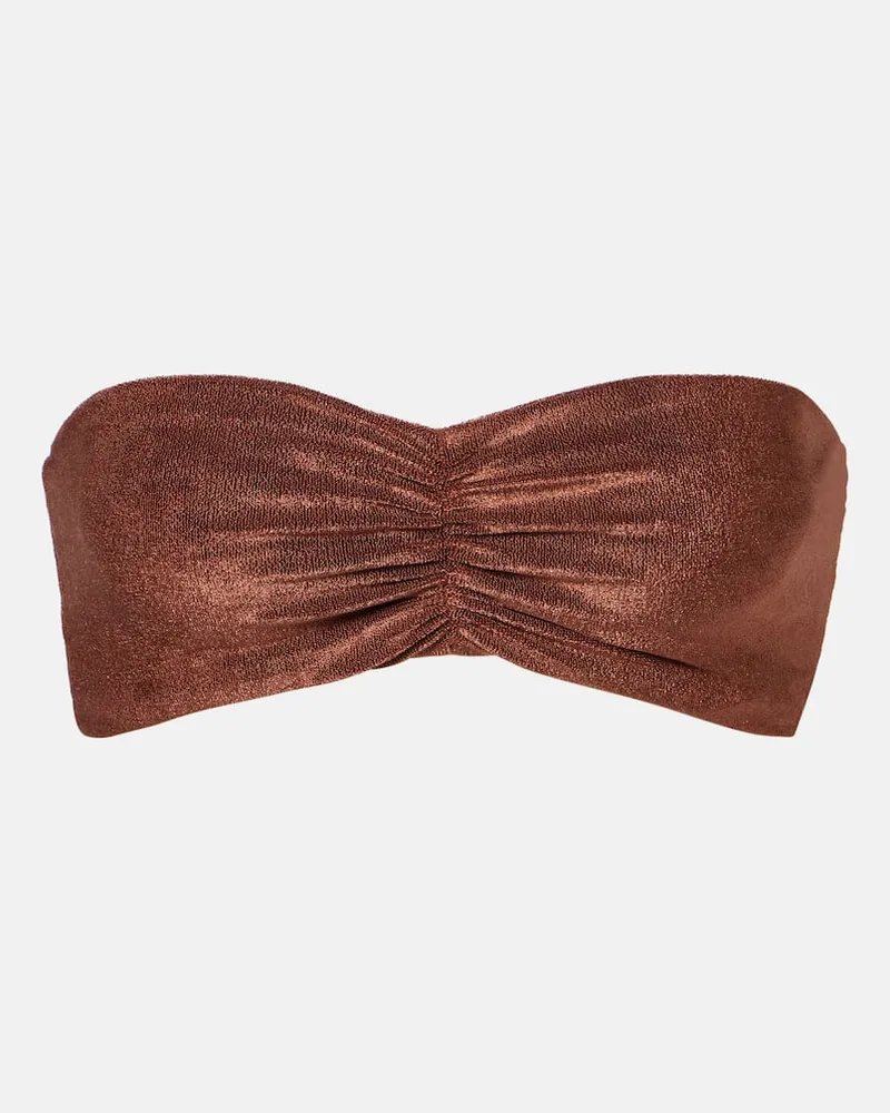 JADE SWIM Top bikini a fascia Terry Marrone