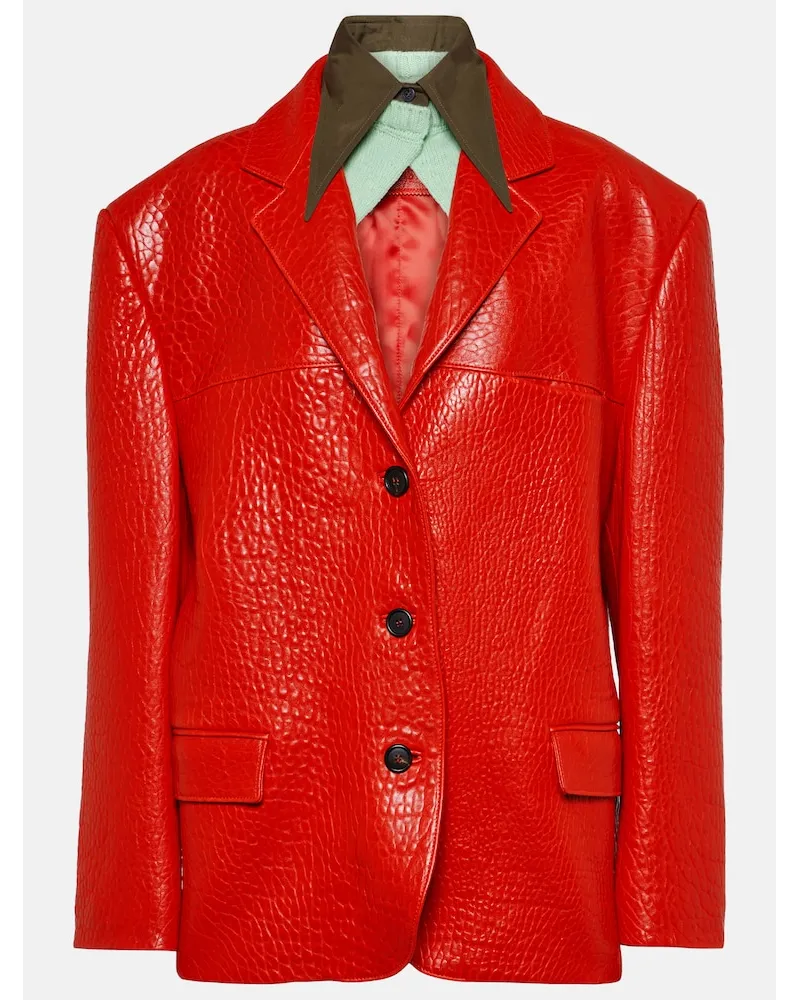 Prada Giacca monopetto in pelle Rosso