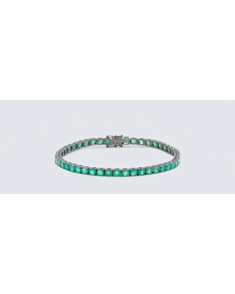SHAY Bracciale tennis in oro nero 18kt con smeraldi Nero