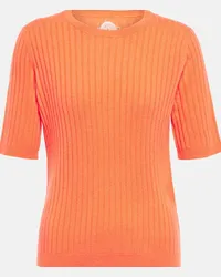 Jardin des Orangers Top in cashmere in maglia a coste Arancione