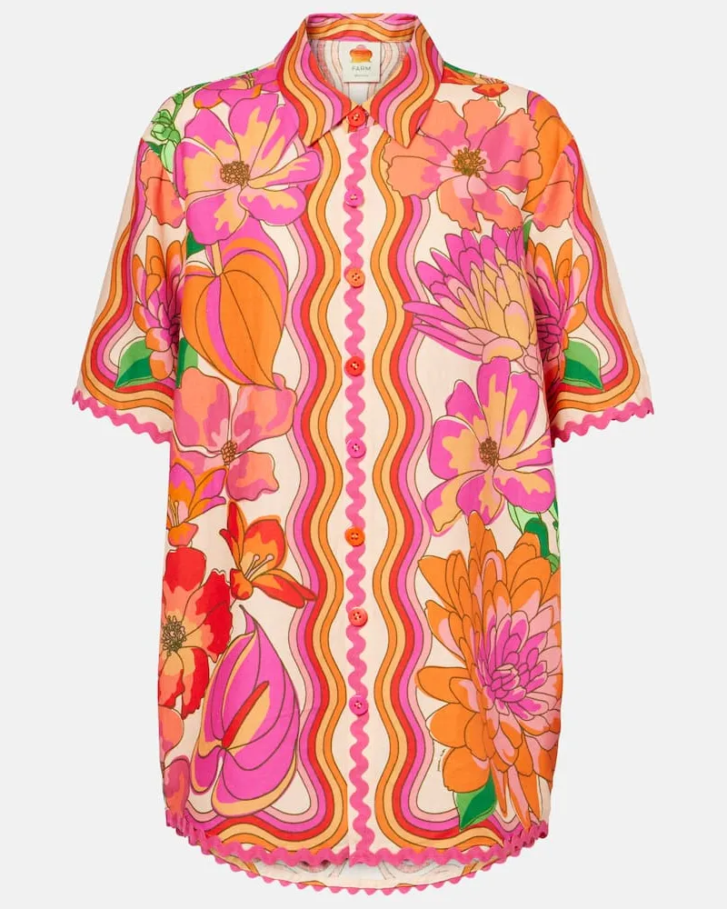 FARM Rio Camicia in misto lino con stampa floreale Multicolore