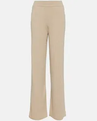 Loro Piana Pantaloni in cashmere a vita alta Beige