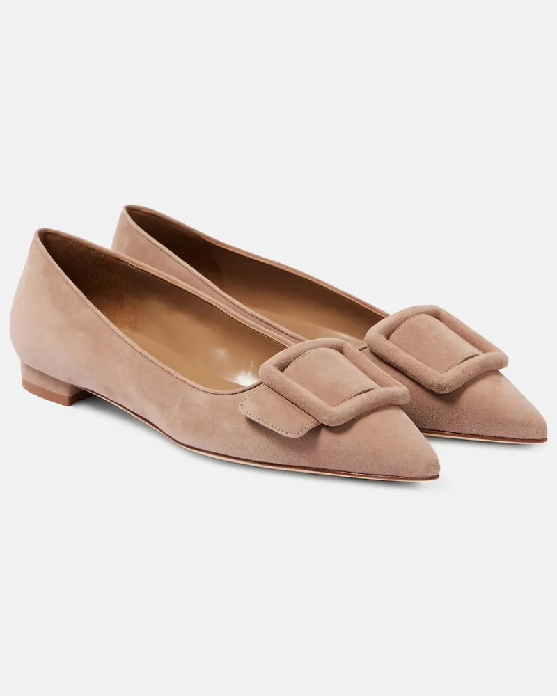Manolo Blahnik Ballerine Maysalepumpflat in suede Neutro