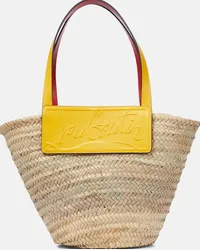 Christian Louboutin Shopper Loubishore in foglie di palma Beige