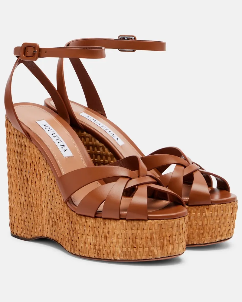 Aquazzura Sandali Copacabana in pelle con zeppa Marrone