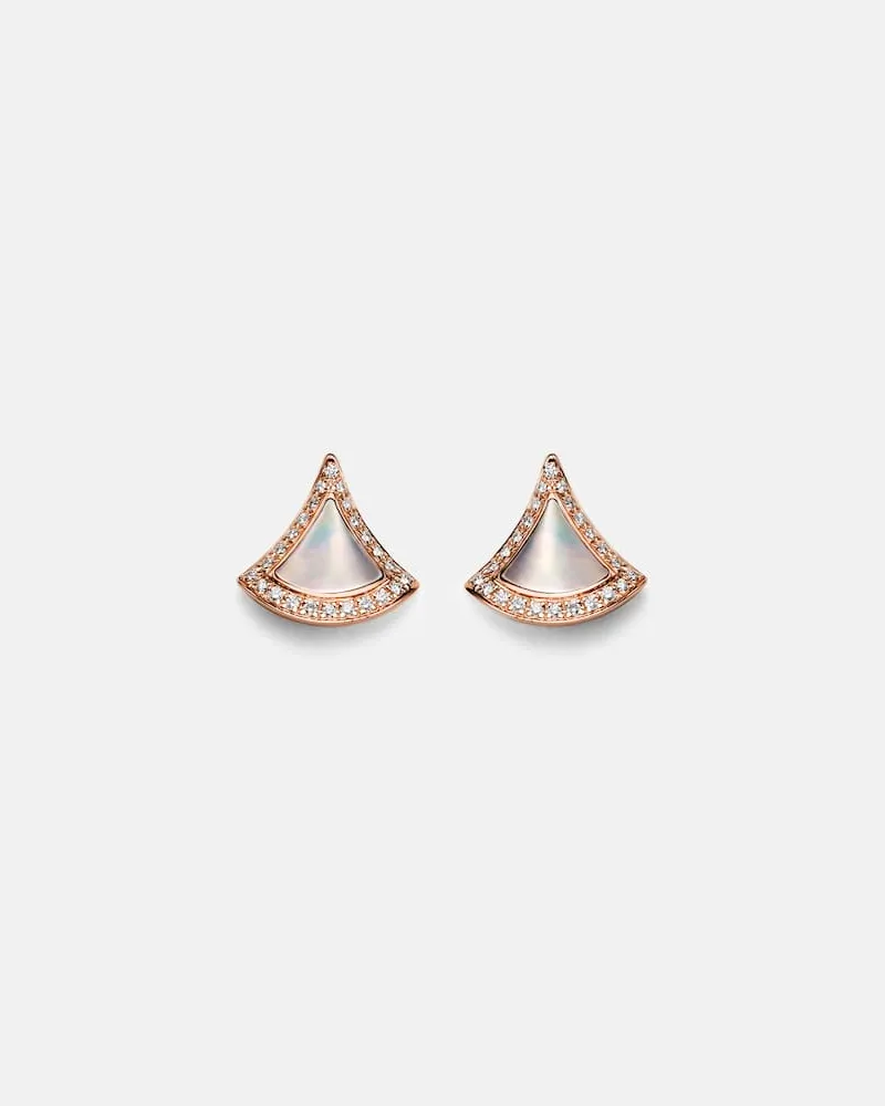 Bulgari Orecchini Divas' Dream in oro rosa 18kt con padre perla e diamanti Oro