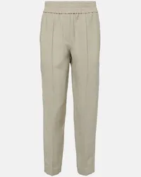 Brunello Cucinelli Pantaloni tapered in twill Grigio