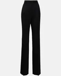 Saint Laurent Pantaloni regular in lana a vita alta Nero