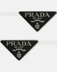 Prada Set di 2 fermacapelli con logo Nero