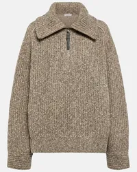 Brunello Cucinelli Pullover Sparkling Chiné in lana, cashmere e mohair Marrone