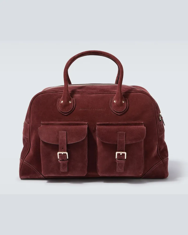 Brunello Cucinelli Borsa da viaggio in suede Marrone