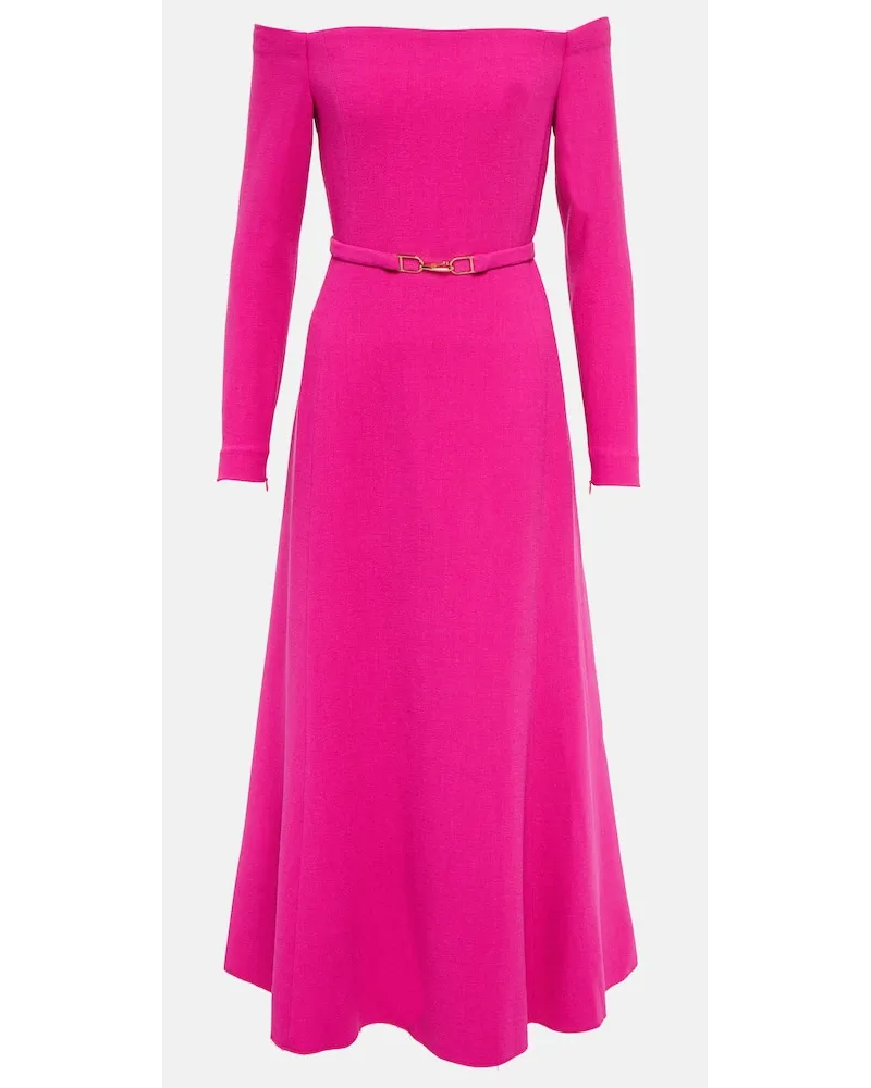 Gabriela Hearst Abito midi Carole con scollo bardot Rosa