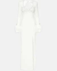 Rebecca Vallance Bridal - Abito lungo Blanche con piume Bianco