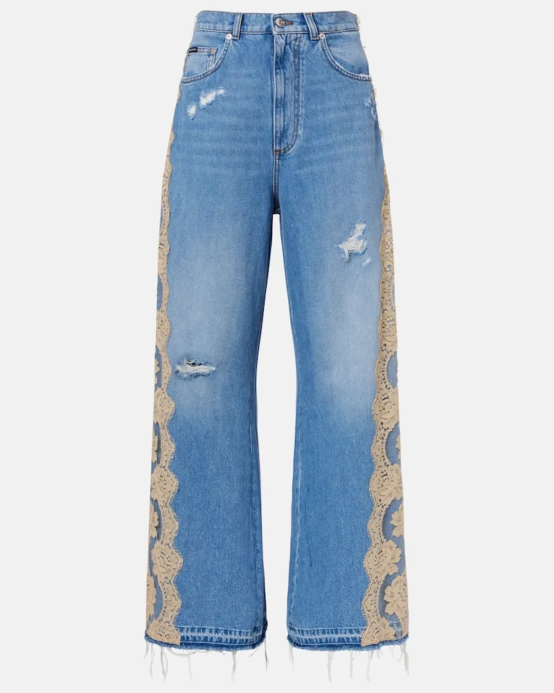Dolce & Gabbana Jeans a gamba larga con pizzo Blu